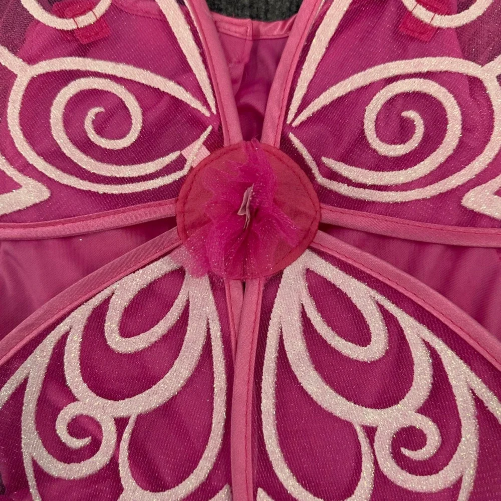 Halloween Butterfly Kisses Costume Girl Small 4-6 3pc Dress Wings Pink Modern